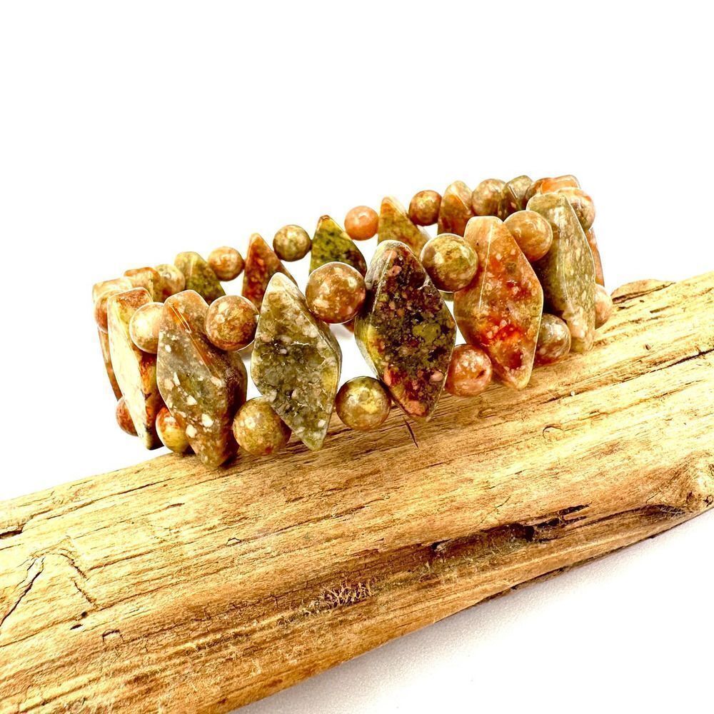 Polished Natural Autumn Jasper Stretch Bracelet